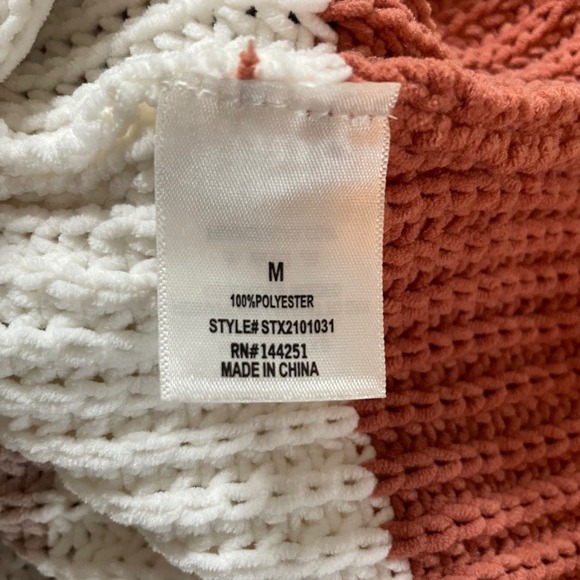 Jun & Ivy Striped Chenille Sweater Cream‎ Brown Rust Cropped M Cozy Fall Vibes - Picture 6 of 8